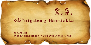 Königsberg Henrietta névjegykártya